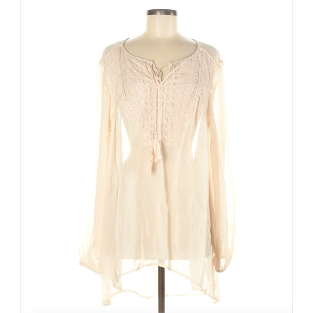 Sundance Sheer Beaded & Embroidered Blouse